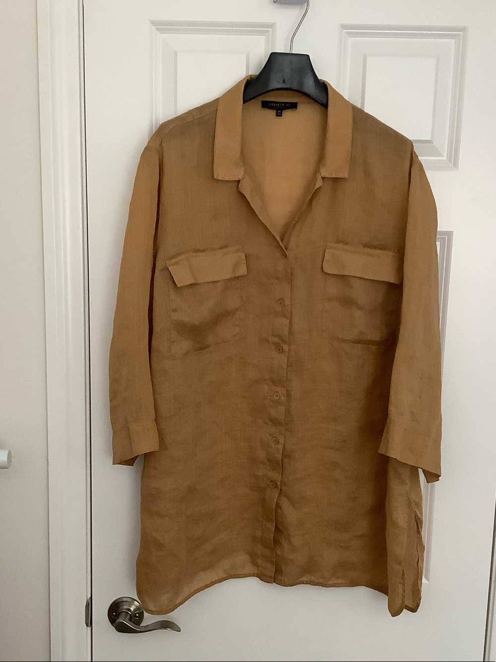 Lafayette 148 New York Camel-brown Button Front Tunic